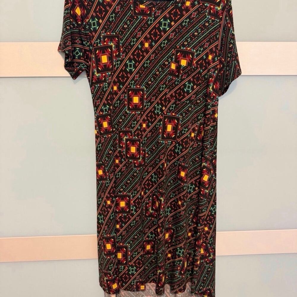 LuLaRoe Carly Geometric Aztec Print Dress M
